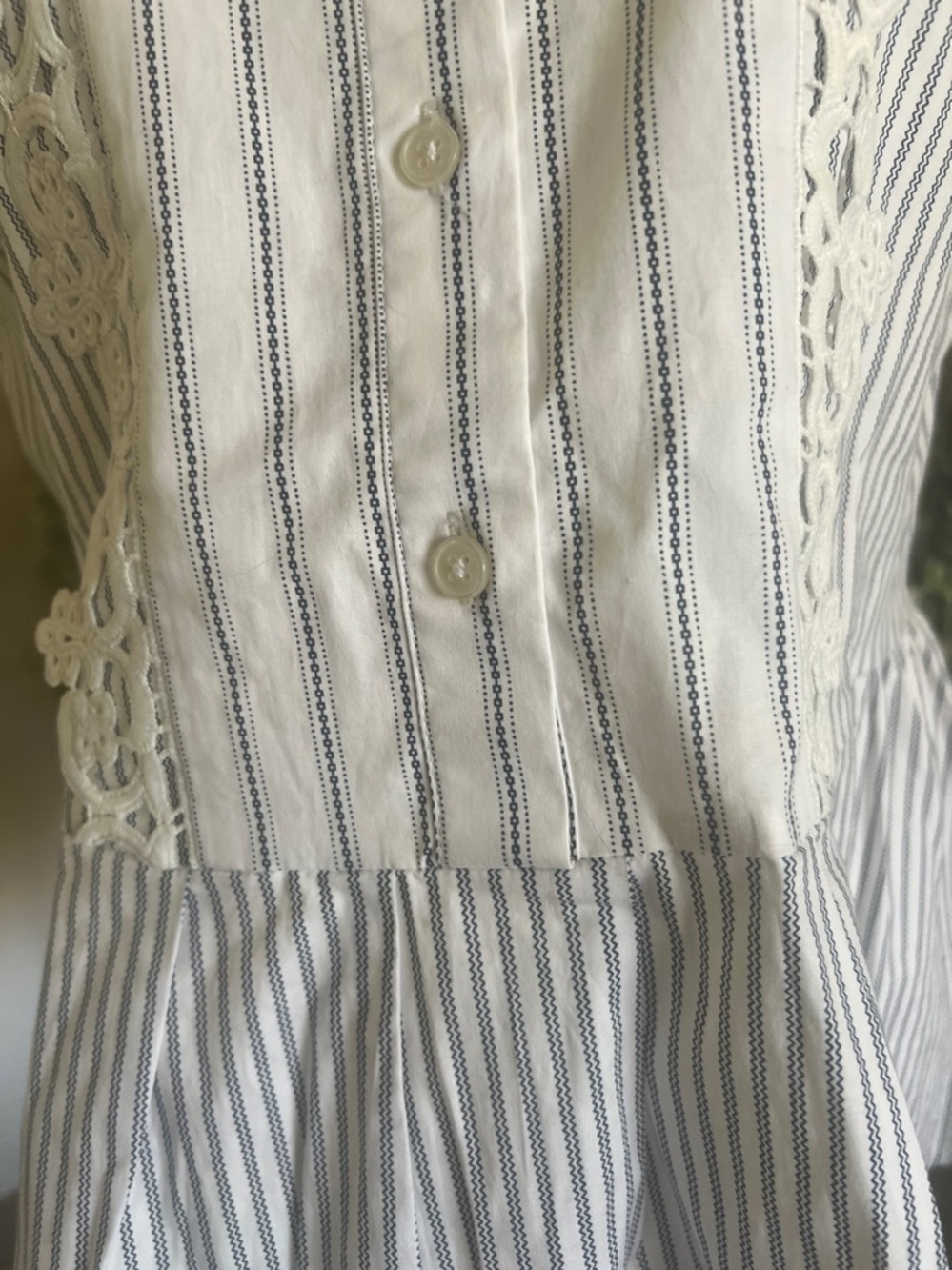 Striped Peplum women’s Top/Blouse, M, with Lace Trim - Blue & White - Picture 5 of 13